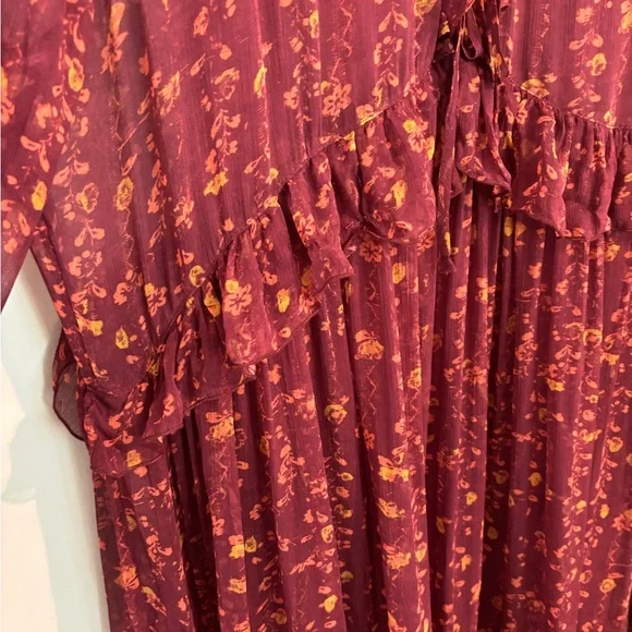 Sundance Lettie Maroon ruffled maxi dress XXL - Picture 6 of 10